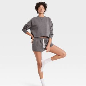 Cropped Sweatshirt Gray Fleece Colsie XL